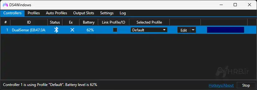 نمونه وصل شده DualSense در برنامه DS4Windows