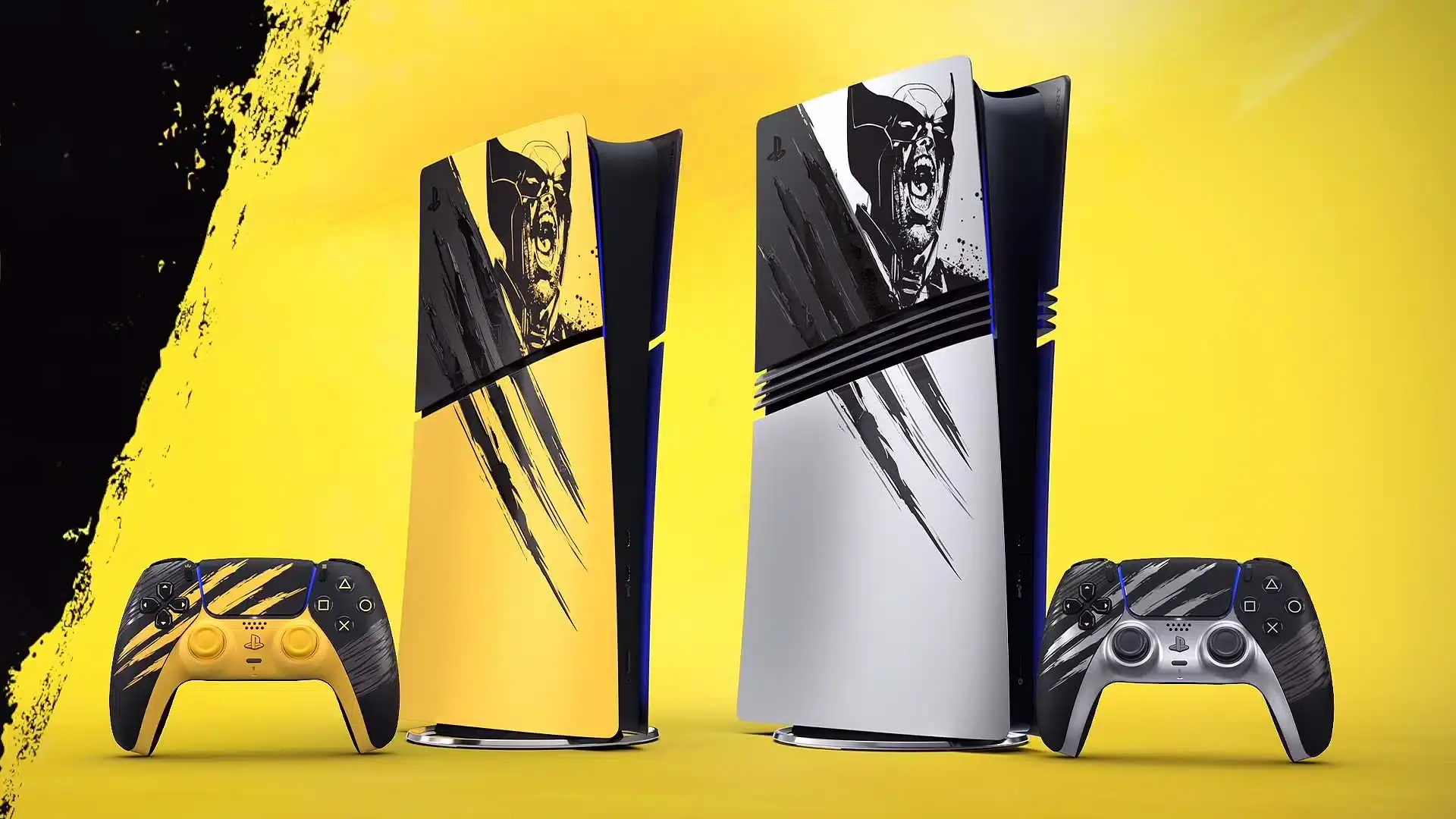 تصویر روی جلد نسخه PS5 بازی Wolverine مارول و تصویر تبلیغاتی دسته DualSense